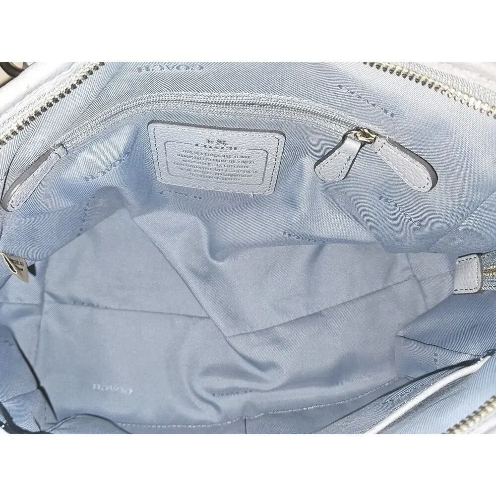 COACH Nolita Blue Floral Print Pebbled Leather Satchel Tote Shoulder Bag 37176 - Picture 13 of 16